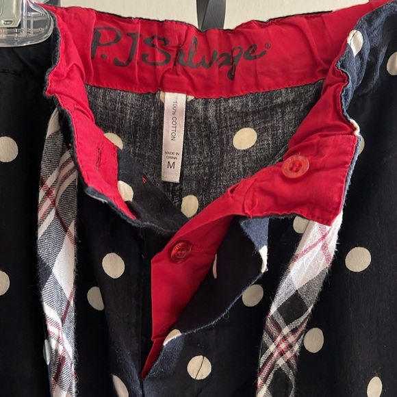 PJ Salvage Sz M Black Polka Dot 100% Cotton PJ Pants ONLY - Picture 4 of 15